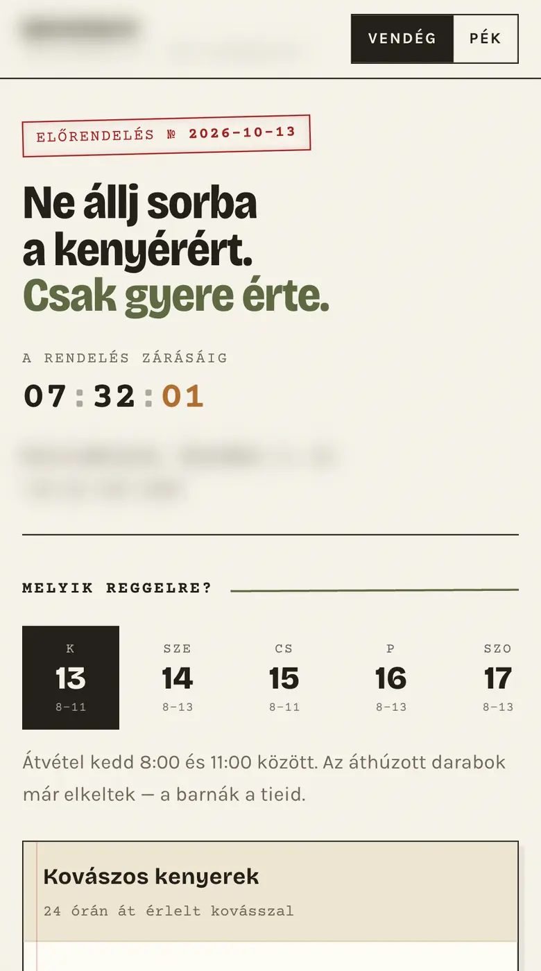 PÉKSÉG telefonon
