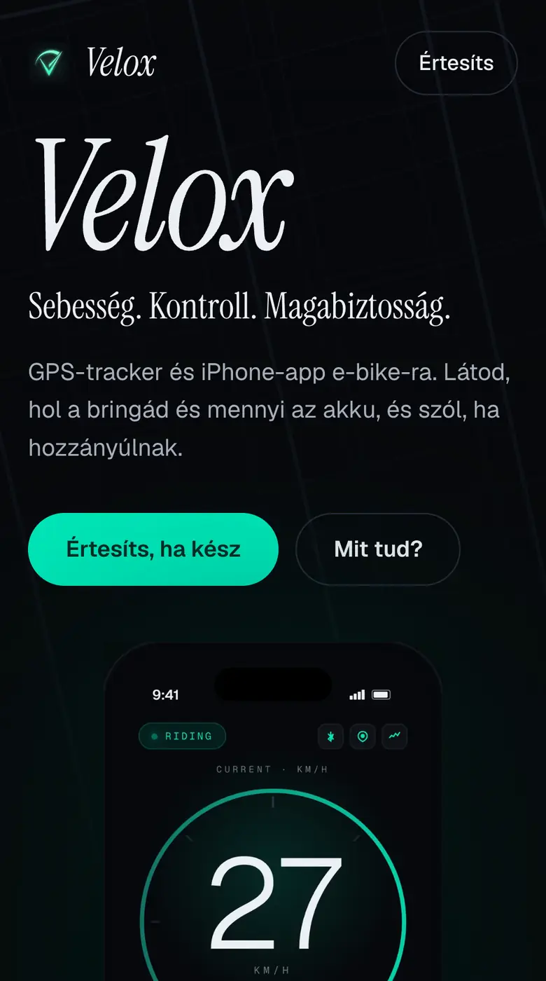 The Velox site on a phone