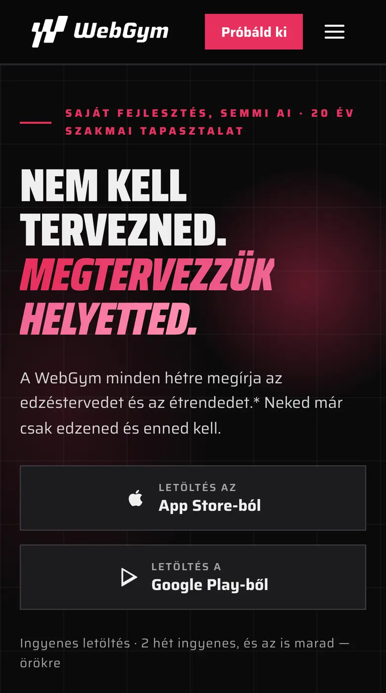 webgym.hu on a phone