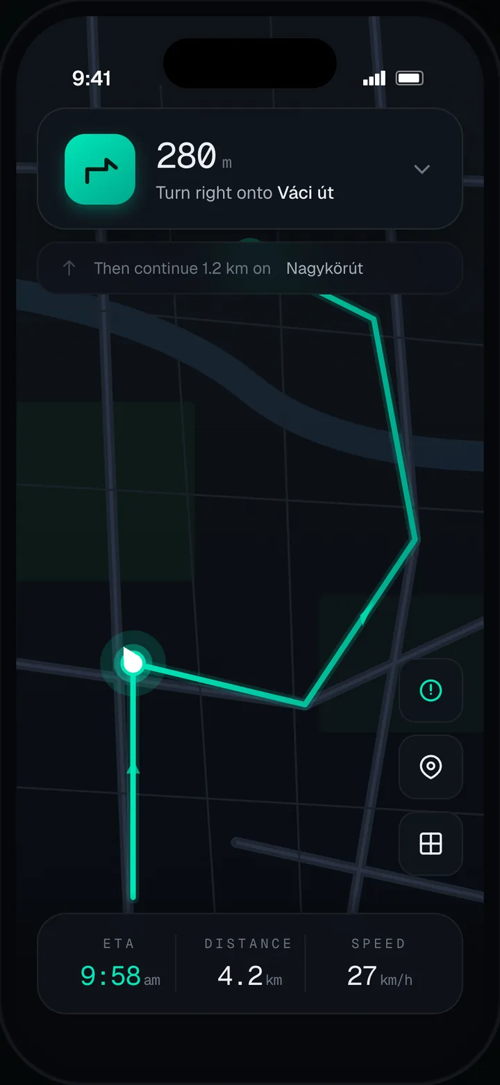 Navigáció a Velox appban